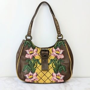 Isabella Fiore Brown & Yellow Floral Beaded Hobo